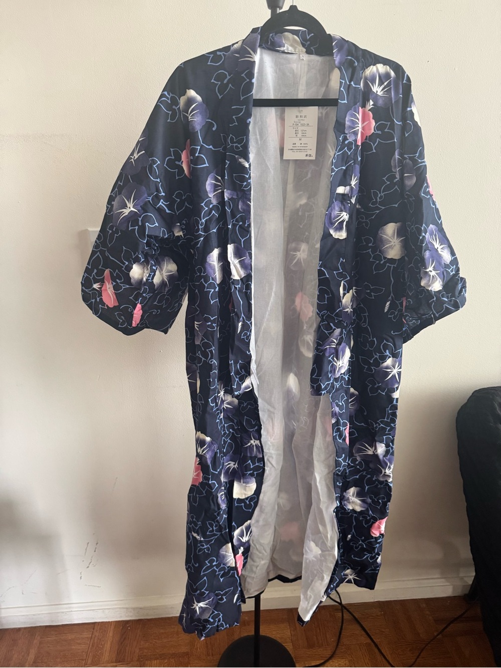 Japanese Yukata 100% Cotton Floral Kimono Robe – Size M